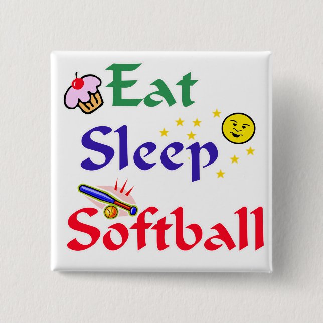 Essen Sie Schlaf-Softball Button (Vorderseite)