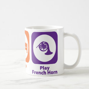Essen Sie Schlaf-Spiel-französisches Horn Kaffeetasse