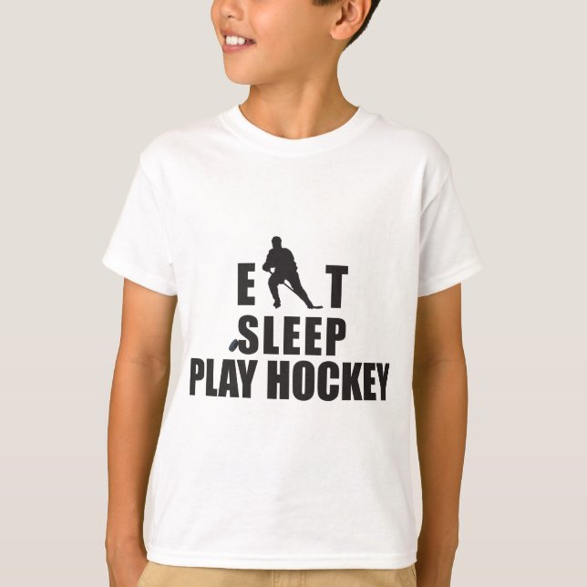Essen Sie Schlaf-Spiel-Hockey-Kinder T-Shirt (Vorderseite)