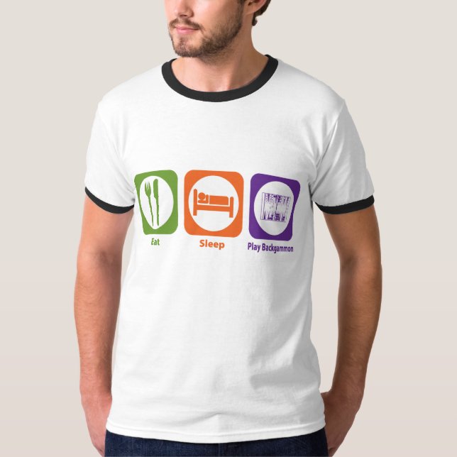 Essen Sie Schlaf-SpielBackgammon T-Shirt (Vorderseite)