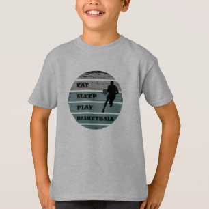 Essen Sie Schlaf spielen Basketball-Retrospieler T-Shirt