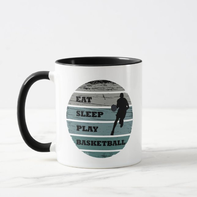 Essen Sie Schlaf spielen Basketball-Retrospieler Tasse (Links)