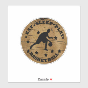 Essen Sie Schlaf spielen Basketball Vintage Retro Aufkleber