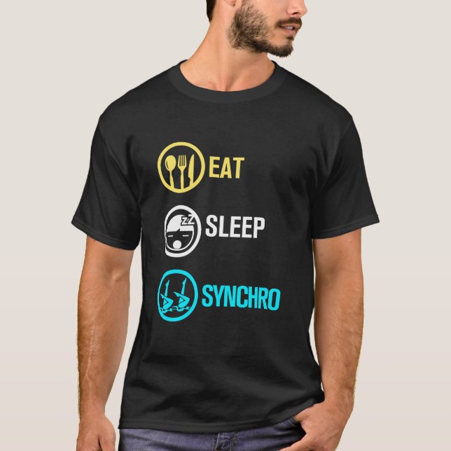 Essen Sie Schlaf Synchro synchronisiertes Schwimme T-Shirt (Vorderseite)