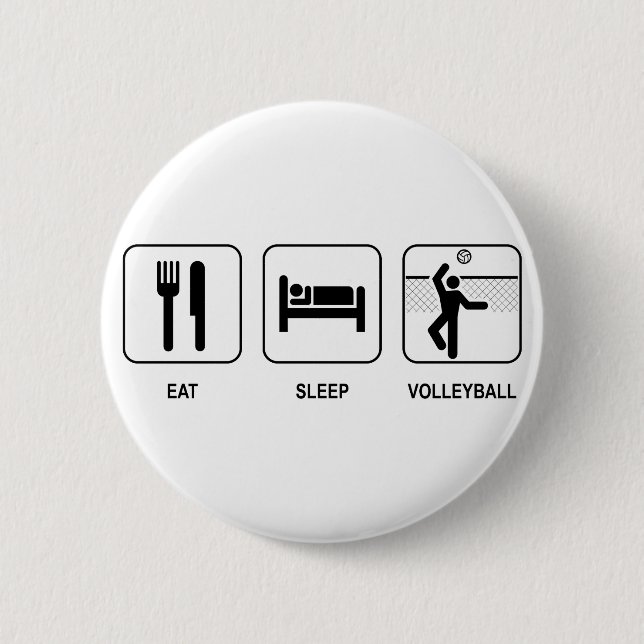 Essen Sie Schlaf-Volleyball-Knopf Button (Vorderseite)