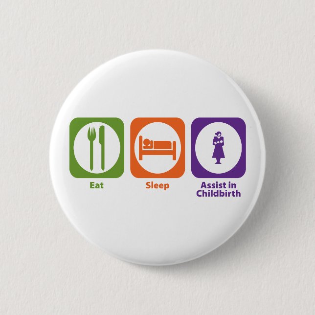 Essen Sie Schlaf-Vorlage in der Geburt Button (Vorderseite)