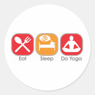 Essen Sie Schlaf-Yoga Runder Aufkleber