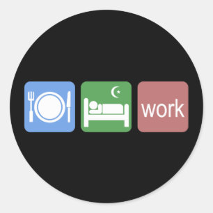 Essen Sie Schlafarbeit Runder Aufkleber