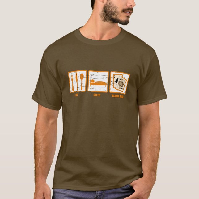 Essen Sie Schlafblackjack-T - Shirt (Vorderseite)