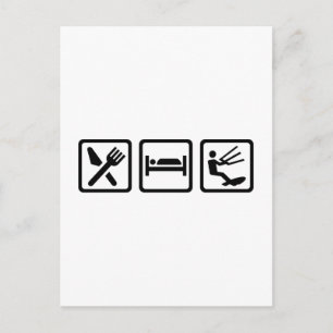 Essen Sie schlafen Kitesurfing Postkarte