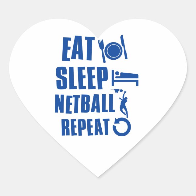 Essen Sie schlafen Netball Herz-Aufkleber (Vorderseite)