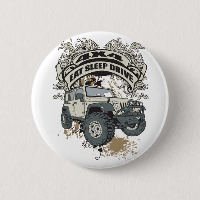 Essen Sie, schlafen Sie, fahren Sie 4x4 Button (Vorderseite)