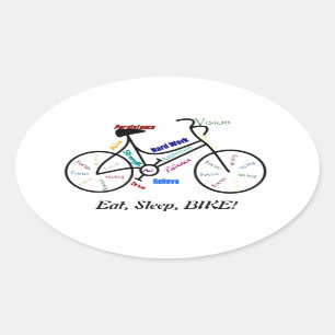 Essen Sie, schlafen Sie, FAHREN Sie rad! Ovaler Aufkleber
