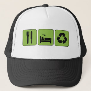 Essen Sie, schlafen Sie, recyceln Sie Hut Truckerkappe