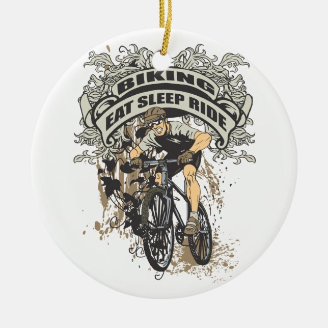 Essen Sie, schlafen Sie, reiten Sie das Radfahren Keramikornament (Vorne)