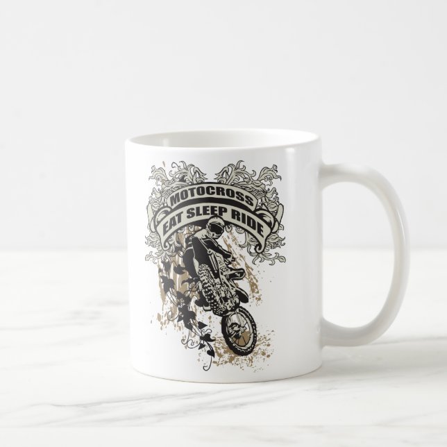 Essen Sie, schlafen Sie, reiten Sie Motocross Kaffeetasse (Rechts)
