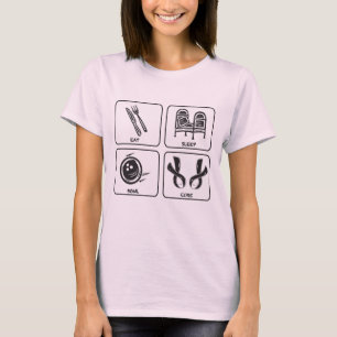 Essen Sie, schlafen Sie, rollen Sie, kurieren Sie T-Shirt