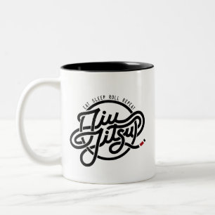 Essen Sie, schlafen Sie, rollen Sie, wiederholen Zweifarbige Tasse