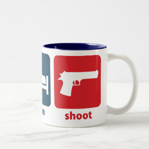 Essen Sie, schlafen Sie, schießen Sie Zweifarbige Tasse