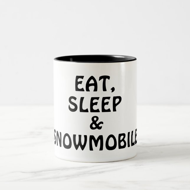 Essen Sie, schlafen Sie, Snowmobile Zweifarbige Tasse (Mittel)