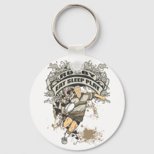 Essen Sie, schlafen Sie Spiel-Rugby Schlüsselanhänger