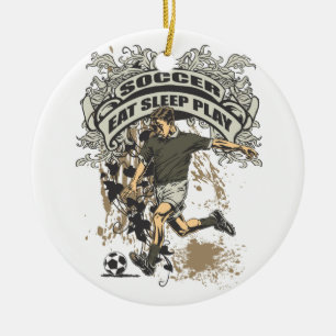 Essen Sie, schlafen Sie, spielen Sie Fußball Keramikornament