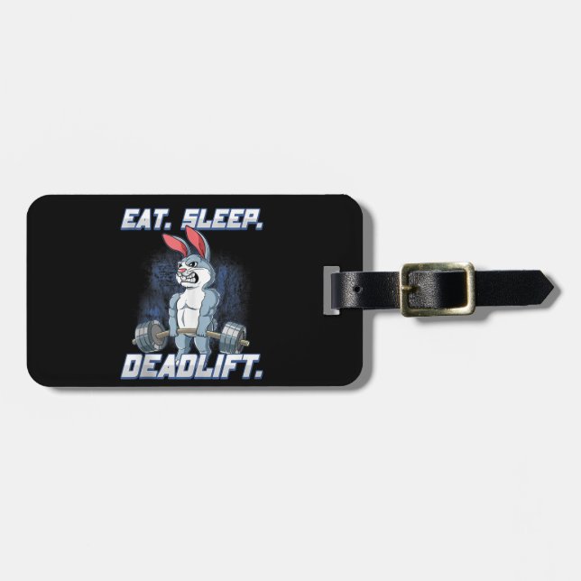 Essen Sie schlafend Deadlift Gym Bodybuilding Tank Gepäckanhänger (Vorderseite horizontal)