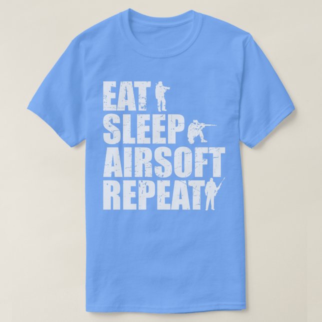 Essen Sie schlafende Airsoft Wiederholung 3 T-Shirt (Design vorne)