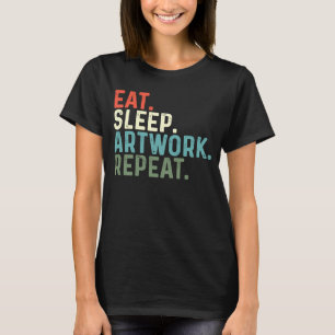 Essen Sie schlafende Artwork Wiederholungslehrer T-Shirt