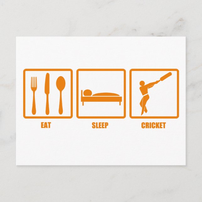 Essen Sie schlafende Cricket Postkarte (Vorderseite)