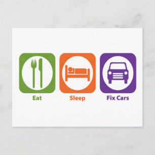 Essen Sie schlafende Fix Cars Postkarte