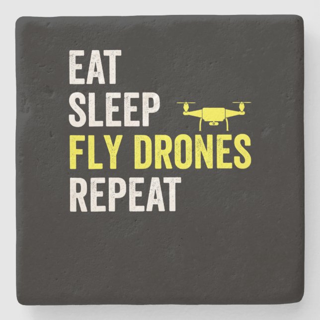 Essen Sie schlafende Fly Drones Wiederholen Drone  Steinuntersetzer (Vorderseite)