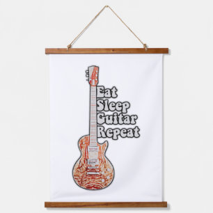 Essen Sie schlafgitarre wiederholen. motivierend Z Wandteppich Mit Holzrahmen