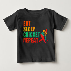 ESSEN SIE SCHLAFKRICKET-WIEDERHOLUNG - KRICKET-LOC BABY T-SHIRT