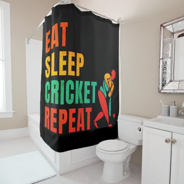 ESSEN SIE SCHLAFKRICKET-WIEDERHOLUNG - KRICKET-LOC DUSCHVORHANG (Beispiel)
