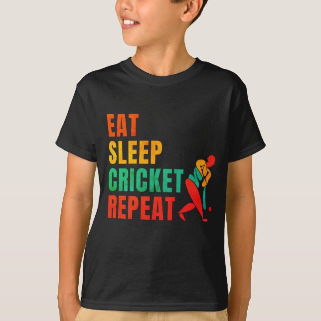 ESSEN SIE SCHLAFKRICKET-WIEDERHOLUNG - KRICKET-LOC T-Shirt (Vorderseite)