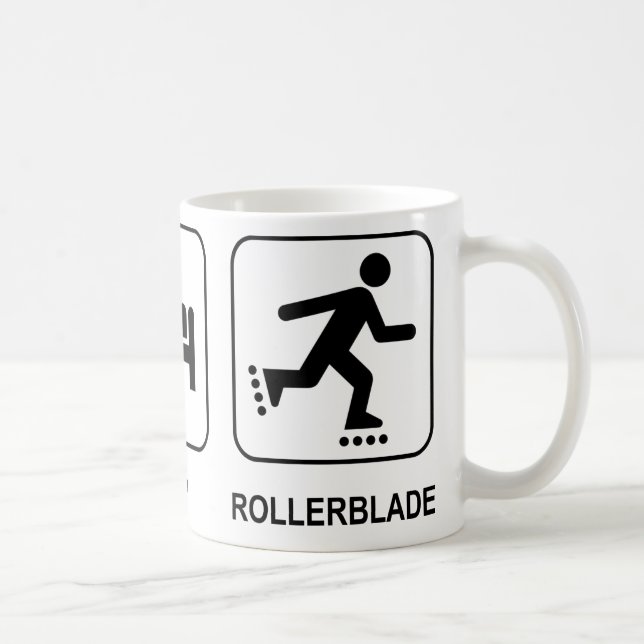 Essen Sie Schlafrollerblade-Tasse Kaffeetasse (Rechts)