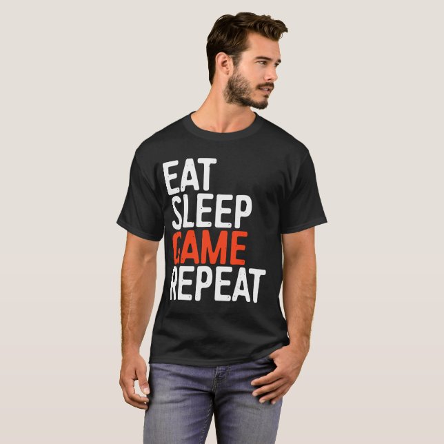 essen Sie Schlafspiel-Wiederholungs-Grillen T-Shirt (Vorne ganz)
