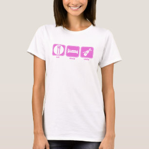 essen Sie Schlafviolinenrosa T-Shirt