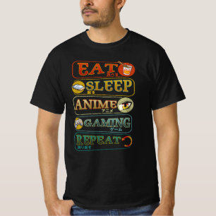 Essen Sie Sleep Anime Gaming Wiederholen Gamer Jap T-Shirt