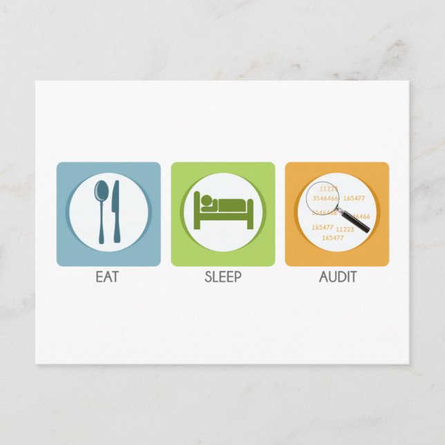 Essen Sie Sleep Audit! Postkarte (Vorderseite)