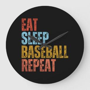 ESSEN SIE SLEEP BASEBALL WIEDERHOLEN GROßE WANDUHR