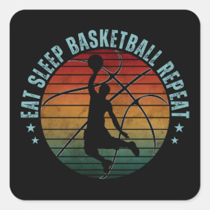 ESSEN SIE SLEEP BASKETBALL WIEDERHOLEN QUADRATISCHER AUFKLEBER