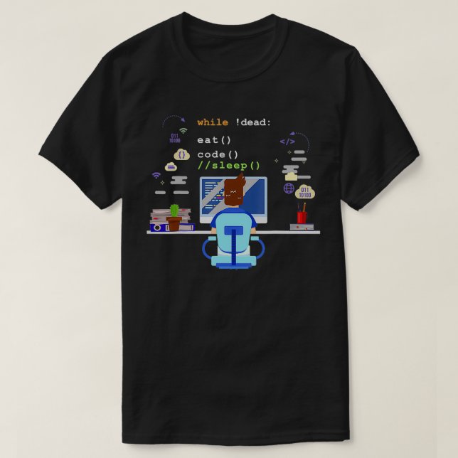 Essen Sie Sleep Code Computerwissensprogrammierung T-Shirt (Design vorne)