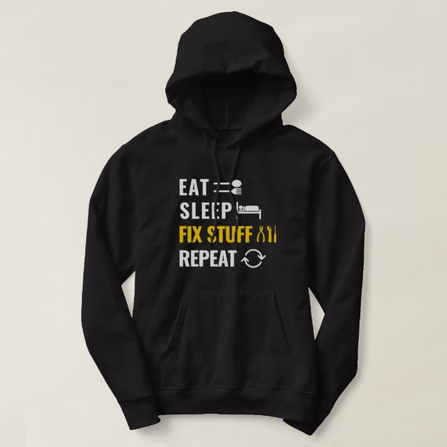 Essen Sie Sleep Fix Stuff Wiederholung Utility Man Hoodie (Design vorne)