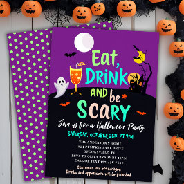 Essen Sie trinken & Beängstigend sein Retro-Farben Einladung