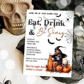 Essen Sie trinken und Beängstigend Halloween-Party Einladung
