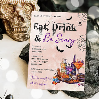 Essen Sie trinken und Beängstigend Halloween-Party Einladung