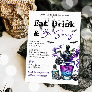 Essen Sie trinken und Beängstigend Halloween-Party Einladung