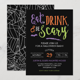 Essen Sie trinken und Beängstigend Halloween-Party Einladung